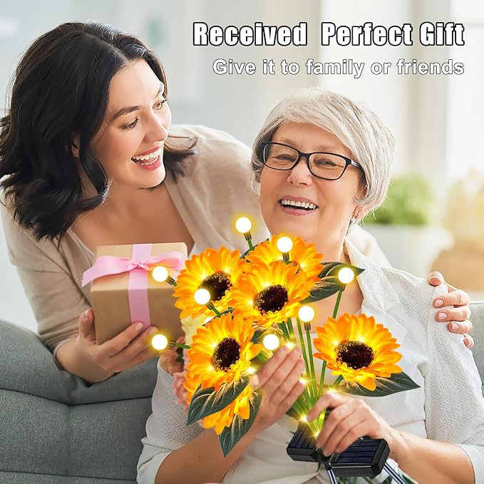 Sunflower Solar Lights Outdoor Garden Decor, Upgraded Solar Sunflowers - Image 5