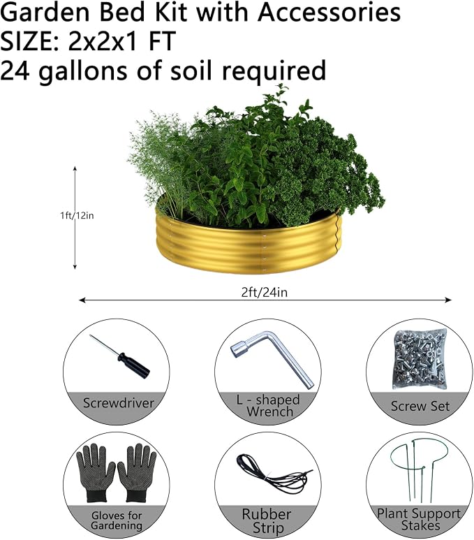 Galvanized Metal Planter Round Raised Garden Bed Kit - Image 2