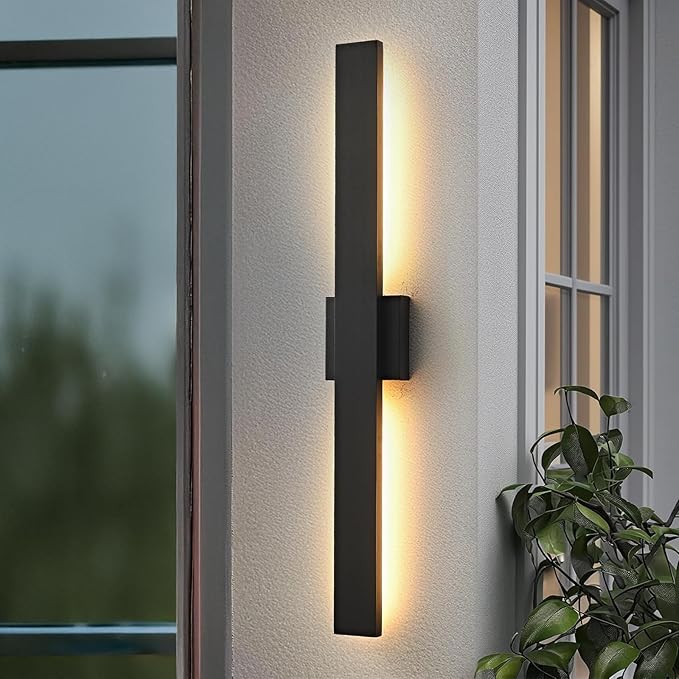 Black Long Outdoor Wall Lights Modern Exterior Lighting Fixtures 31.5 Inch by SIONLOM