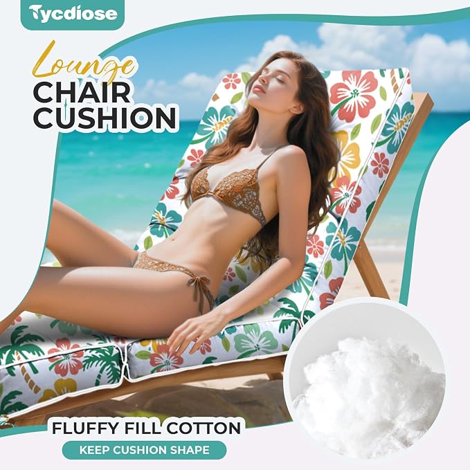 Outdoor Chaise Lounge Chair Cushion, Waterproof Non-Slip Patio Chaise Lounge - Image 2