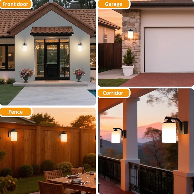 Dusk to Dawn Outdoor Wall Light Sconce, Waterproof Aluminum Porch Light - Image 4