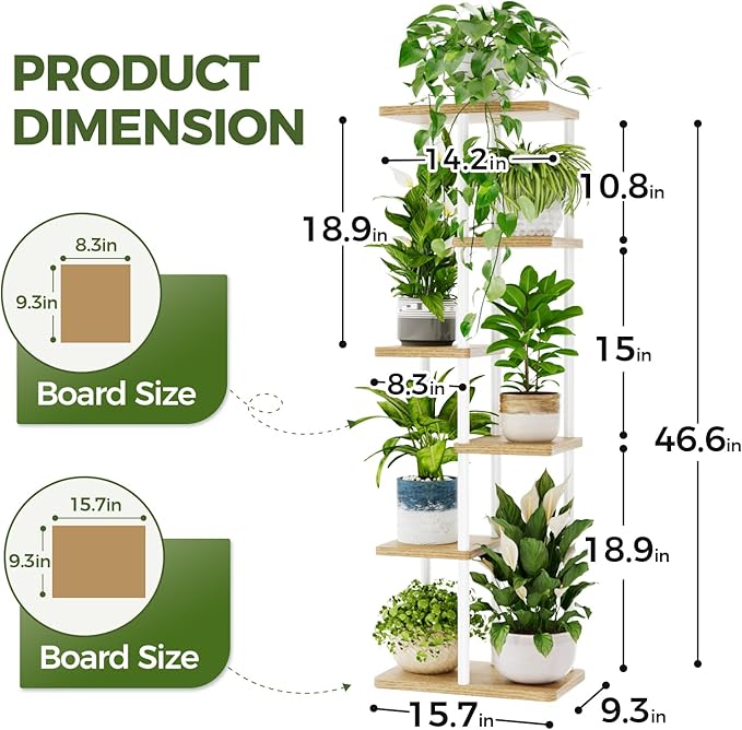 Bamworld Tall Plant Stand Indoor 6 Tier Plant Shelf - Image 4