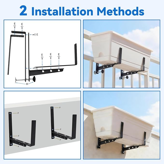 Halatool 4-Pack Heavy Duty Window Box Bracket, Adjustable Wall Mount Planter - Image 5