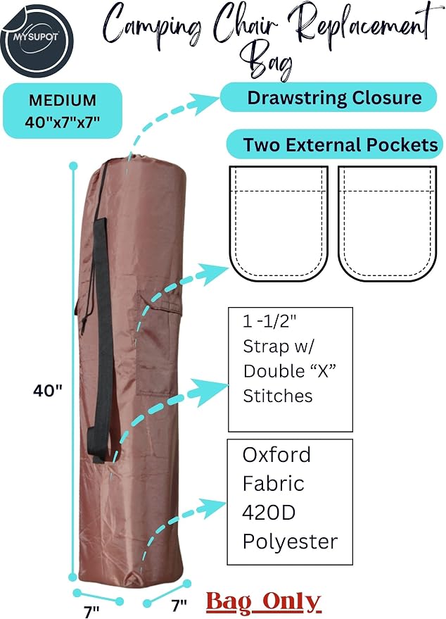 40"x7"x7" Replacement Bag for Folding Camping Chair, Camp Chairs, Yoga Mat - Image 3