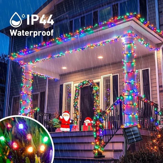 JMEXSUSS 600 LED Solar Christmas Lights Outdoor, 206.7 ft Multi Colored - Image 5