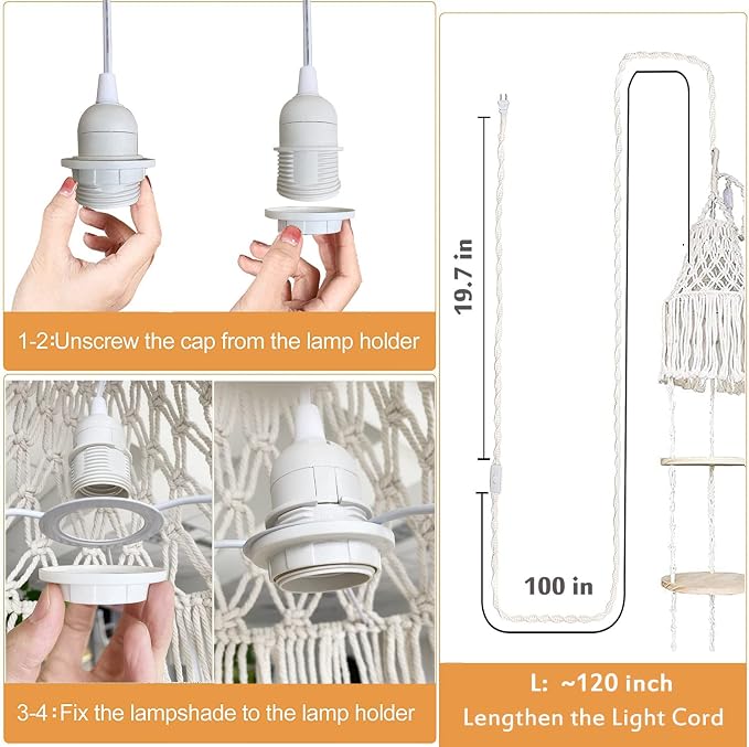 Macrame Plant Hanger Shelf Hanging Rope Shelf Indoor - Image 7