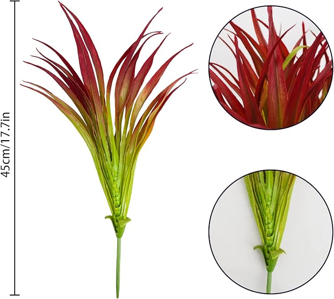 6Pcs Artificial Grass Fake Plants 17.3in Outdoor Plants UV Resistant Greenery - Image 6