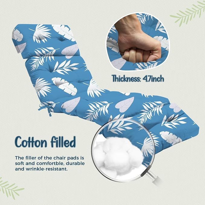 Outdoor Chaise Lounge Chair Cushion 75.1 x 22.8 x 4.7 Inches 100% Waterproof - Image 5
