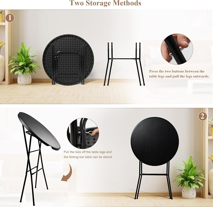 Folding Round Table, 32in Cocktail Table, High Top Table - Image 7