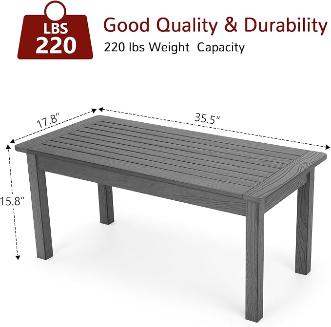 Stoog Outdoor Coffee Table, All-Weather HIPS Patio Coffee Table, - Image 3