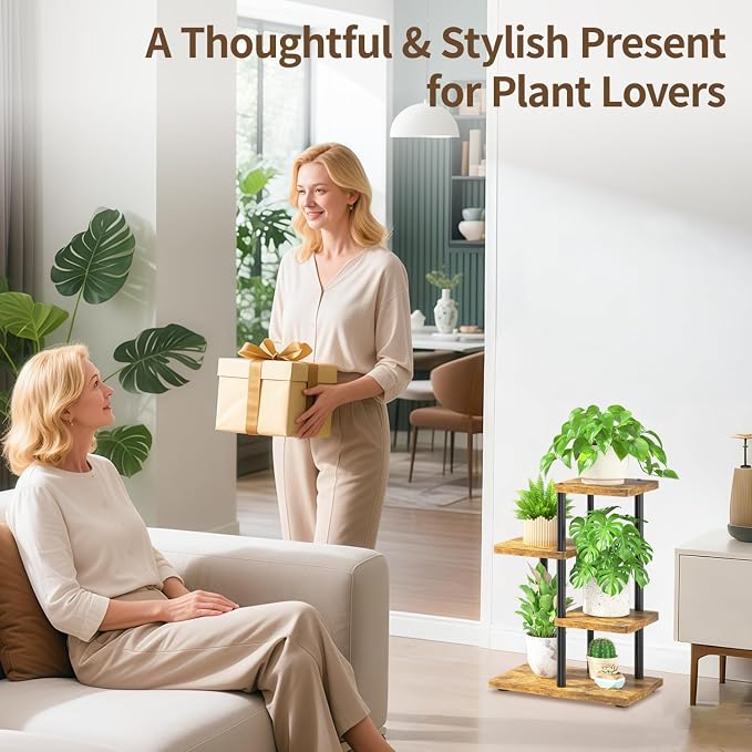 LASZOLA Black 3 Tiered Wood Plant Stand Indoor - Image 9
