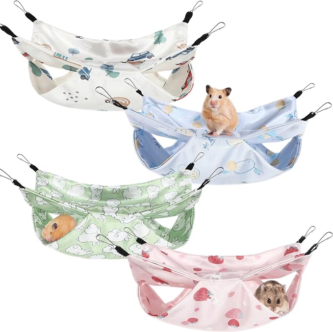 Nuogo 4 Pcs Rat Hammock for Cage Small Animal Hanging Ferret Hammocks for Rat by Nuogo