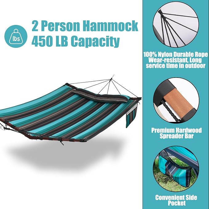 TegerDeger 12FT 2 Person Hammock Large Hammock 450LB Capacity - Image 4