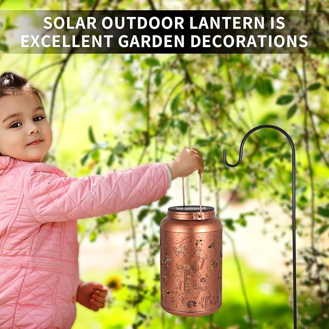 2 Pack Solar Lanterns Outdoor Waterproof, Mushroom Garden Decor Gifts - Image 6