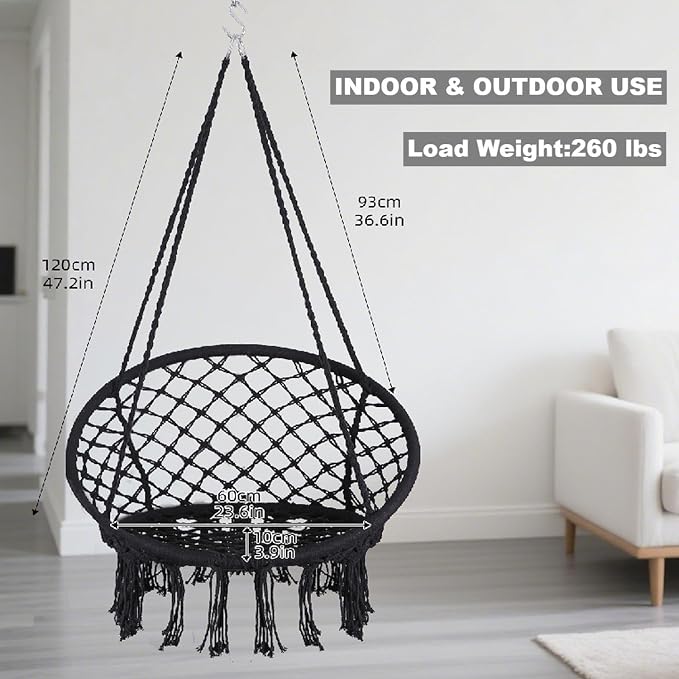 Goutime Hammock Chair, Macrame Hanging Indoor Swing Chairs - Image 2