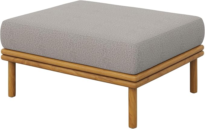 Modway Wren Teak Wood Outdoor Ottoman in Natural Driftwood - Image 4
