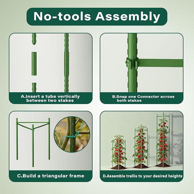 Halatool 6 Pack Tomato Cages for Garden, 48 Inch Adjustable Tomato Cage Plant - Image 5