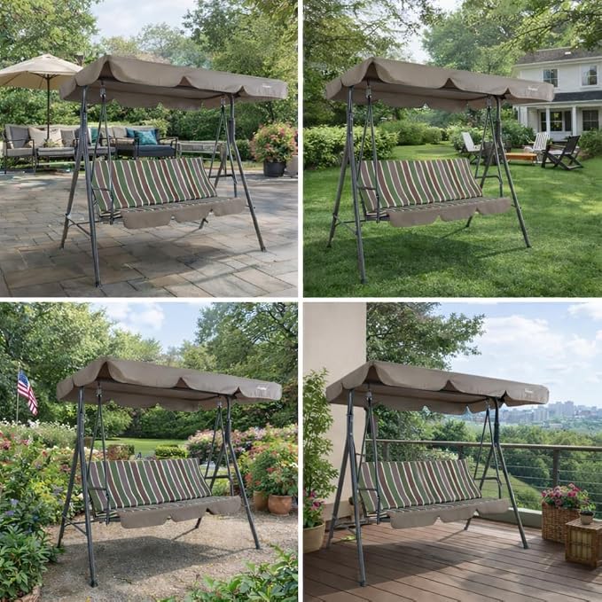 Kozyard Alicia 3-Seat Patio Swing, Outdoor Canopy Swing - Image 6