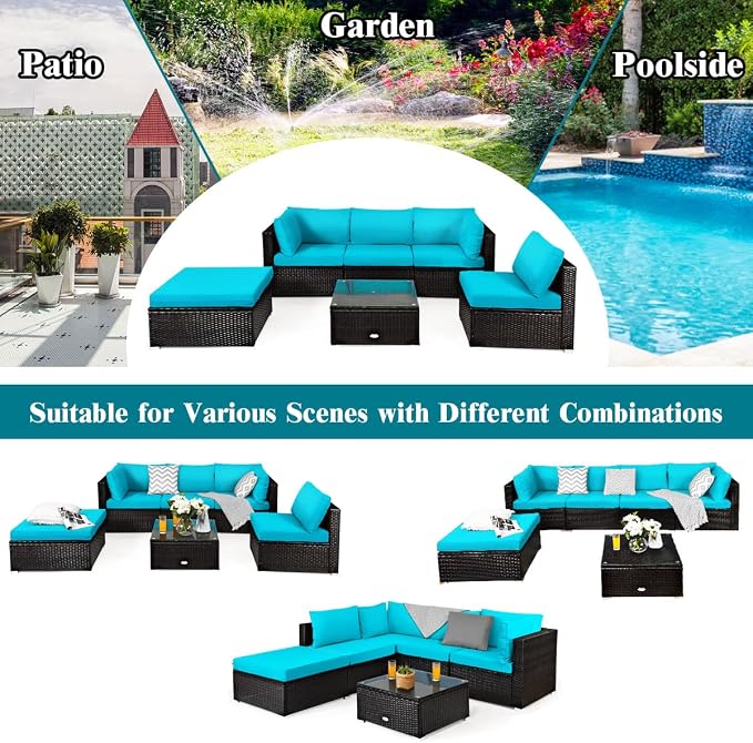 Tangkula 6 Piece Patio Furniture Set, Outdoor Deck Lawn Backyard Durable Steel - Image 6