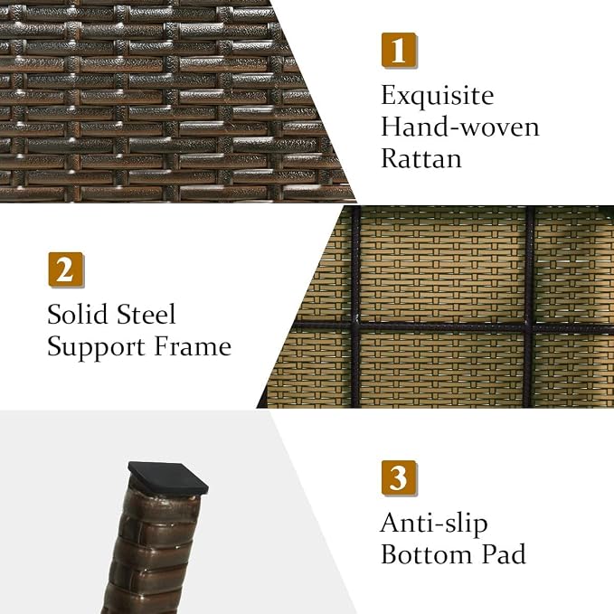 HAPPYGRILL Outdoor Wicker Table Folding Rattan Standing Coffee Side Table - Image 6