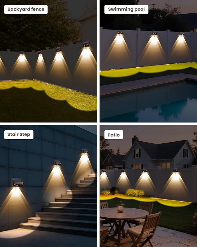 Brighter Solar Fence Lights-3000/4000/6000K 3 Mode, Solar Lights Outdoor - Image 5