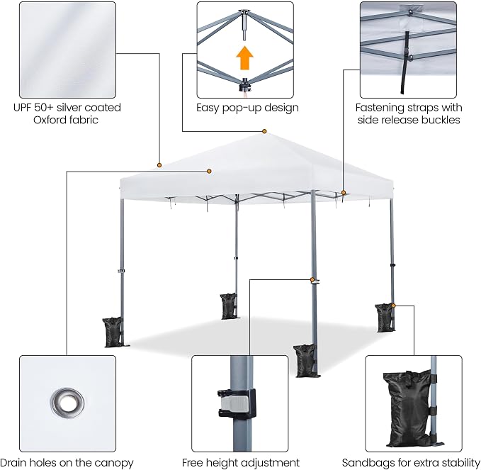 Yaheetech 12x12 Pop Up Canopy Easy Set-up Tent, Portable Outdoor Canopy Instant - Image 4