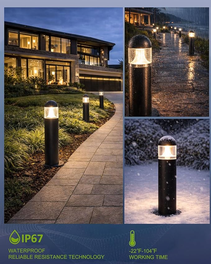 6 Pack Low Voltage Landscape Pathway Lights, 12V LED Bollard Light IP67 - Image 3