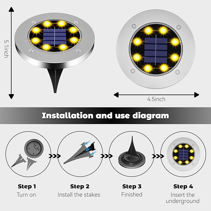 Solar Lights Outdoor Waterproof 12Pack, Solar Garden Lights Pathway Light - Image 2