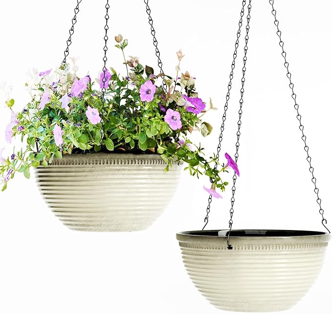 2 Pack Hanging Planters for Indoor Outdoor Plants, 10 Inch Hanging Planter by Vanslogreen