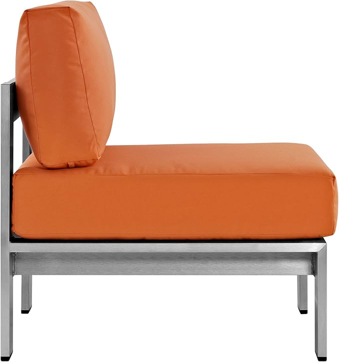 Modway Shore 3-Piece Aluminum Outdoor Patio Furniture Set in Silver Orange - Image 5
