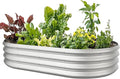 5x3x1ft Oval Galvanized Raised Garden Bed Outdoor 9-in-1 Large Metal Modular by IDEAFAMILY