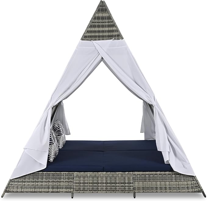 Meerax 90.5" Outdoor Wicker Sunbed - Image 8