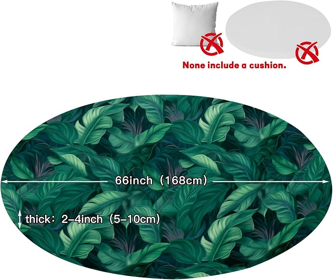Round Cushion Cover with Attached Pillowcase, Elastic Fabric, 66 inch Diameter - Image 2