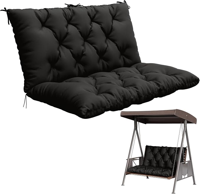 Porch Swing Cushion with Backrest, Waterproof Bench Cushion by Pakunoda