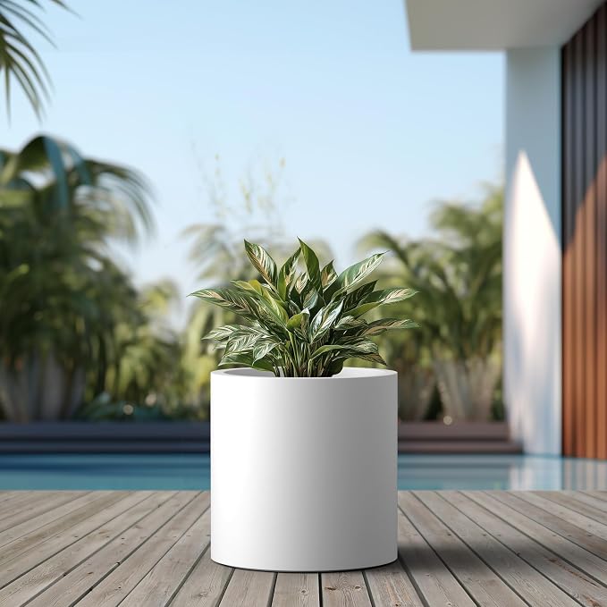 Kante 15.7" Dia Round Concrete Planter, Modern Style Large Cylindrical Plant Pot - Image 5