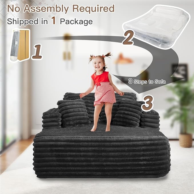 56" Oversized Chaise Lounge Chair Indoor, Plush Faux Fur Sleeper Sofa Couch Bed - Image 8