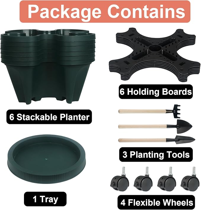 GameXcel Vertical Planter 7 Tier Stackable Planters Garden Planters Strawberry - Image 8