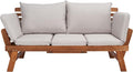 SAFAVIEH Outdoor Collection Emely Natural Acacia Wood/Grey Expandable Loveseat by SAFAVIEH