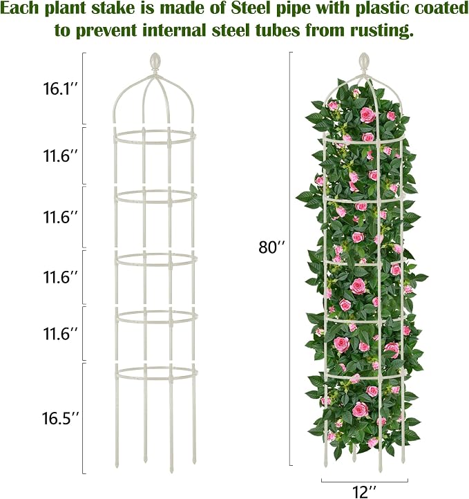 Garden Obelisk Trellis for Climbing Plants Outdoor 6.7 Ft Rose Bush Round - Image 2