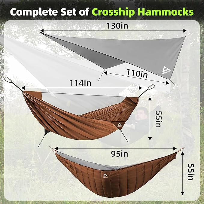 Camping Hammock with Mosquito Net, Underquilt & Rain Fly Tarp – 2 Person - Image 2
