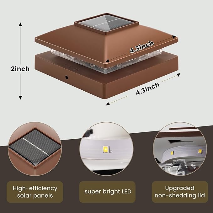 Solar Post Cap Lights Outdoor 8pack, Bright Warm White Solar Post Lights - Image 4