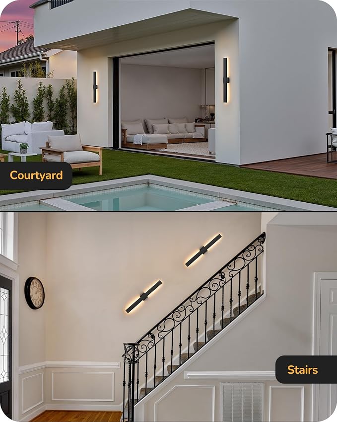 EDISHINE 31in LED Outdoor Wall Lights, 3CCT & 10%-100% Dimmable, IP65 Waterproof - Image 8