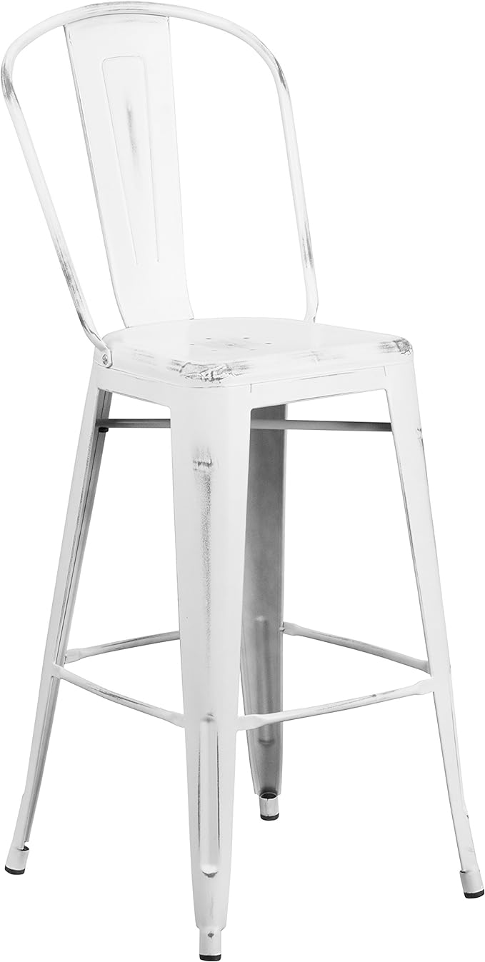 EMMA + OLIVER Commercial Grade 30" H Distressed White Metal Indoor-Outdoor - Image 3