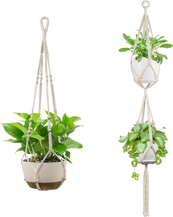 USLAI Macrame Plant Hanger Indoor Outdoor, Fits 4 to 15 Inch Pots, Strong by USLAI