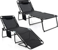 GYMAX Lounge Chair for Outside, 440lbs 27” Oversize Folding Beach Tanning by GYMAX