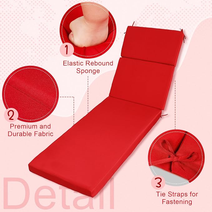2 Pcs Indoor Outdoor Chaise Lounge Cushions Sponge Bench Outdoor Furniture - Image 3