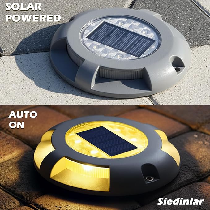 SIEDiNLAR Solar Deck Lights Driveway Dock LED Light Solar Powered Outdoor - Image 2