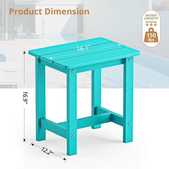 LUE BONA Outdoor Side Table Set of 2, HDPS Small Outdoor Table, Adirondack Side - Image 3