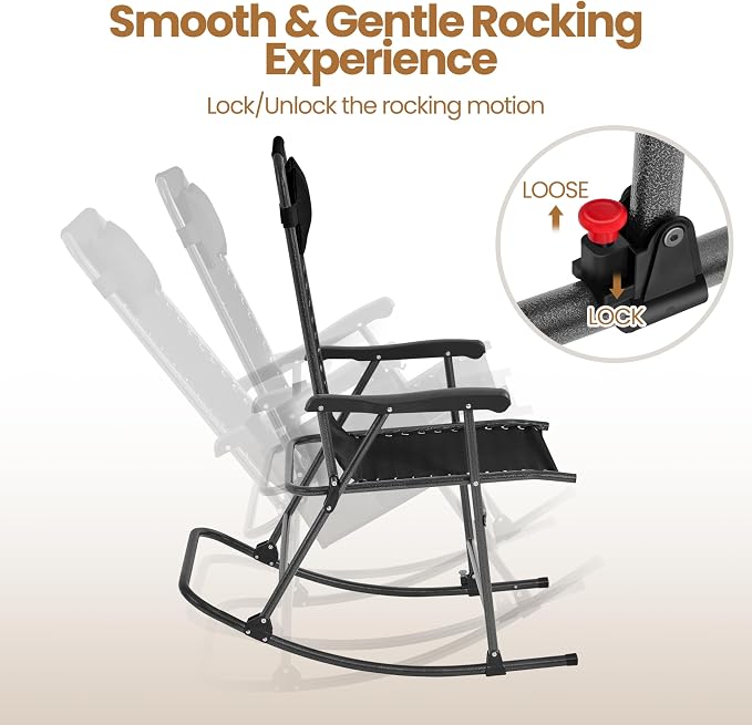 Yaheetech 26in Rocking Chair Outdoor Zero Gravity Folding Chairs Rocking Chairs - Image 5