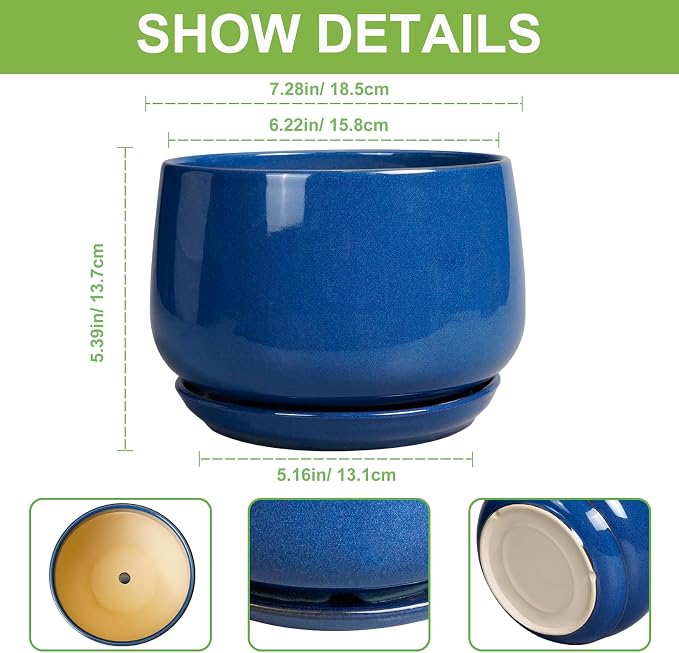 G EPGardening Round Ceramic Plant Pots - Image 3